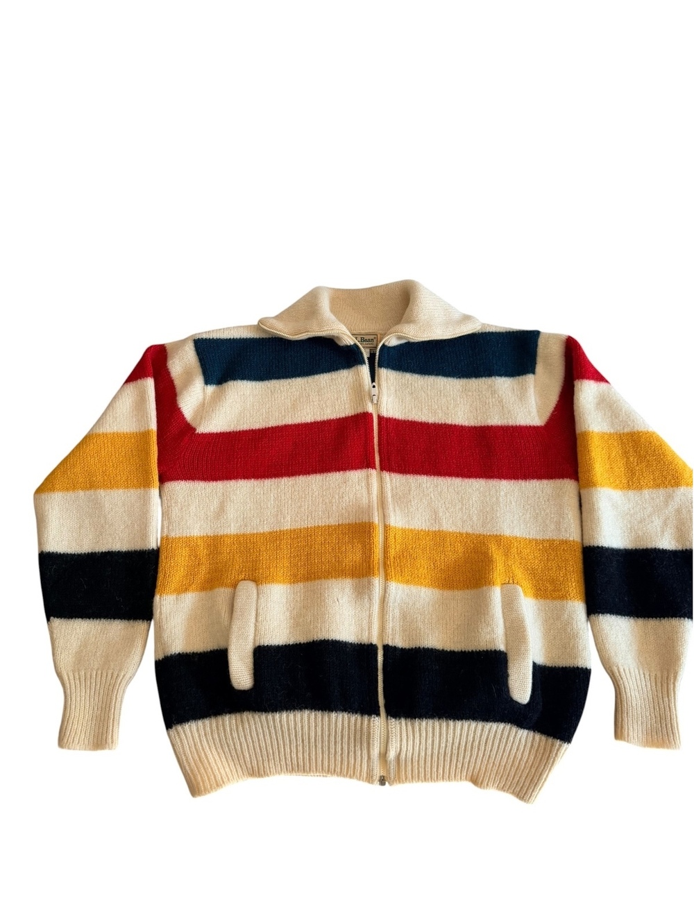Vintage L.L. Bean Wool Jacket Made USA Striped Hudson Bay Talon Zip Size L